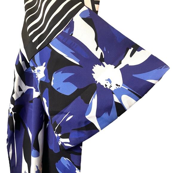 Mirelle Women's Blk/Wht Striped Blue Floral 1-Button Front Cardigan/Jacket SZ XL - Picture 7 of 9